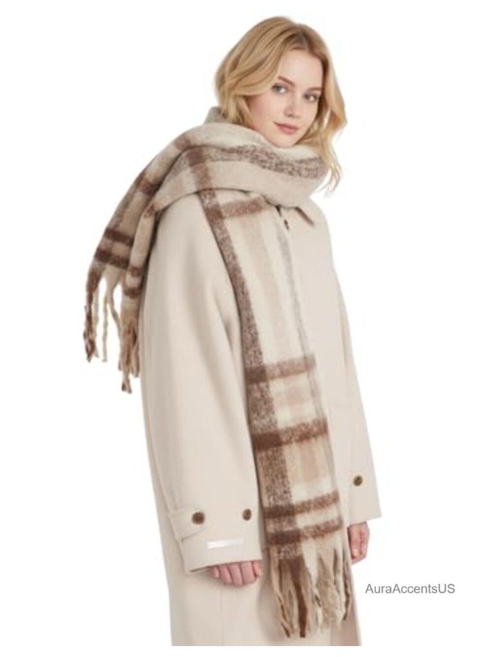 Long Plaid Scarf Shawl Wrap Blanket Stole for Women Winter Warm Soft